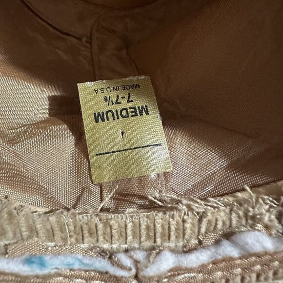 Vintage Corduroy Fedora Tan Hat 7-7 1/8 With Leather Buckled Detail Hat USA Made - Picture 7 of 11